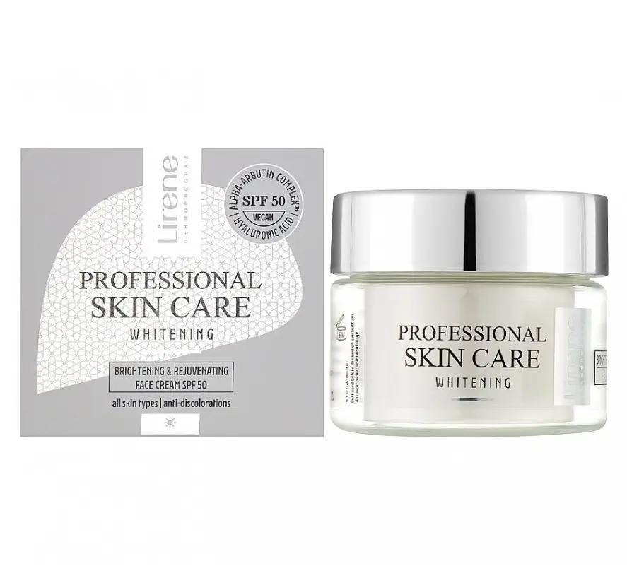 ليرين - كريم وجه للتفتيح وتجديد البشرة بعامل حماية من الشمس درجة 50 حجم 50 مل