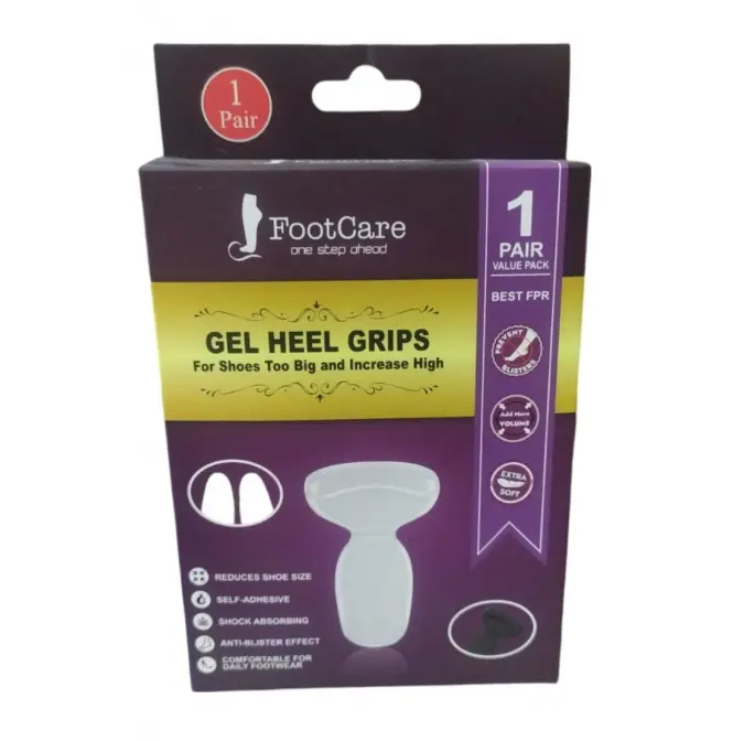 FOOTCARE - GEL HEEL GRIPS FOR SHOES TOO BIG AND INCREASE HIGH 1 PAIR