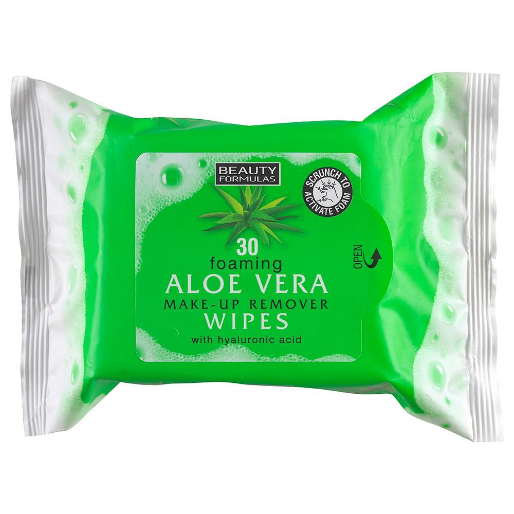 BEAUTY FORMULAS - ALOE VERA FOAMING MAKE-UP REMOVER WIPES - 25 SHEETS