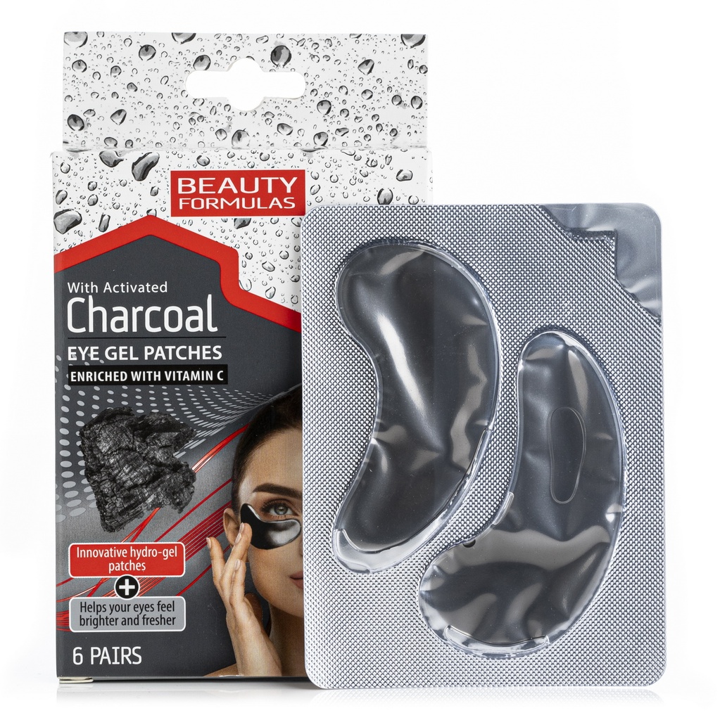 BEAUTY FORMULAS - WITH ACTIVATED CHARCOAL EYE GEL PATCHES ENRICHED WITH VITAMIN C 6 PAIRS