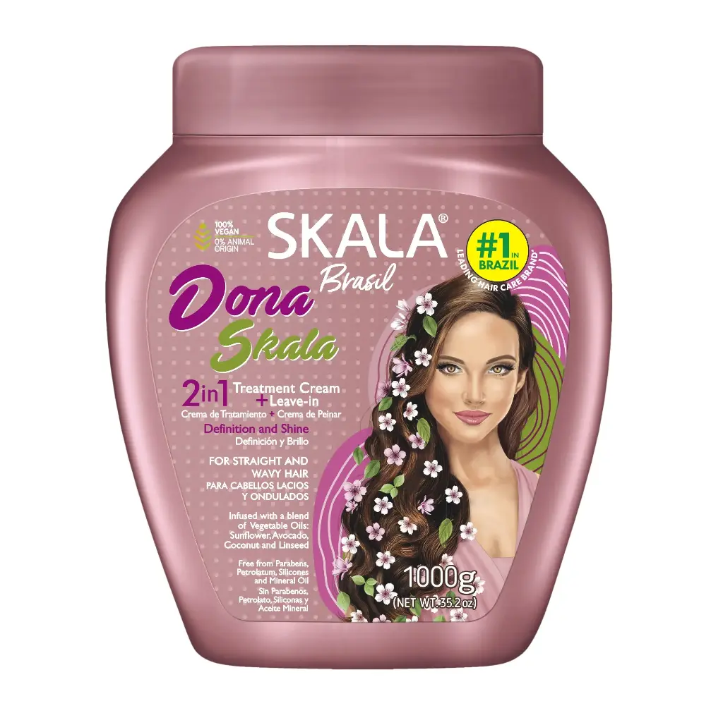 سكالا - حمام زيت دونا سكالا 2 في 1 كريم بخلاصة زيوت نباتية (عباد الشمس، أفوكادو، جوز الهند، وكتان) يقوّي الشعر ويوفّر لمعان وتغذية 1000 جرام