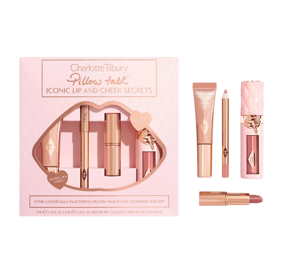 CHARLOTTE TILBURY - PILLOW TALK ICONIC LIP & CHEEK SECRETS SET 4PCS