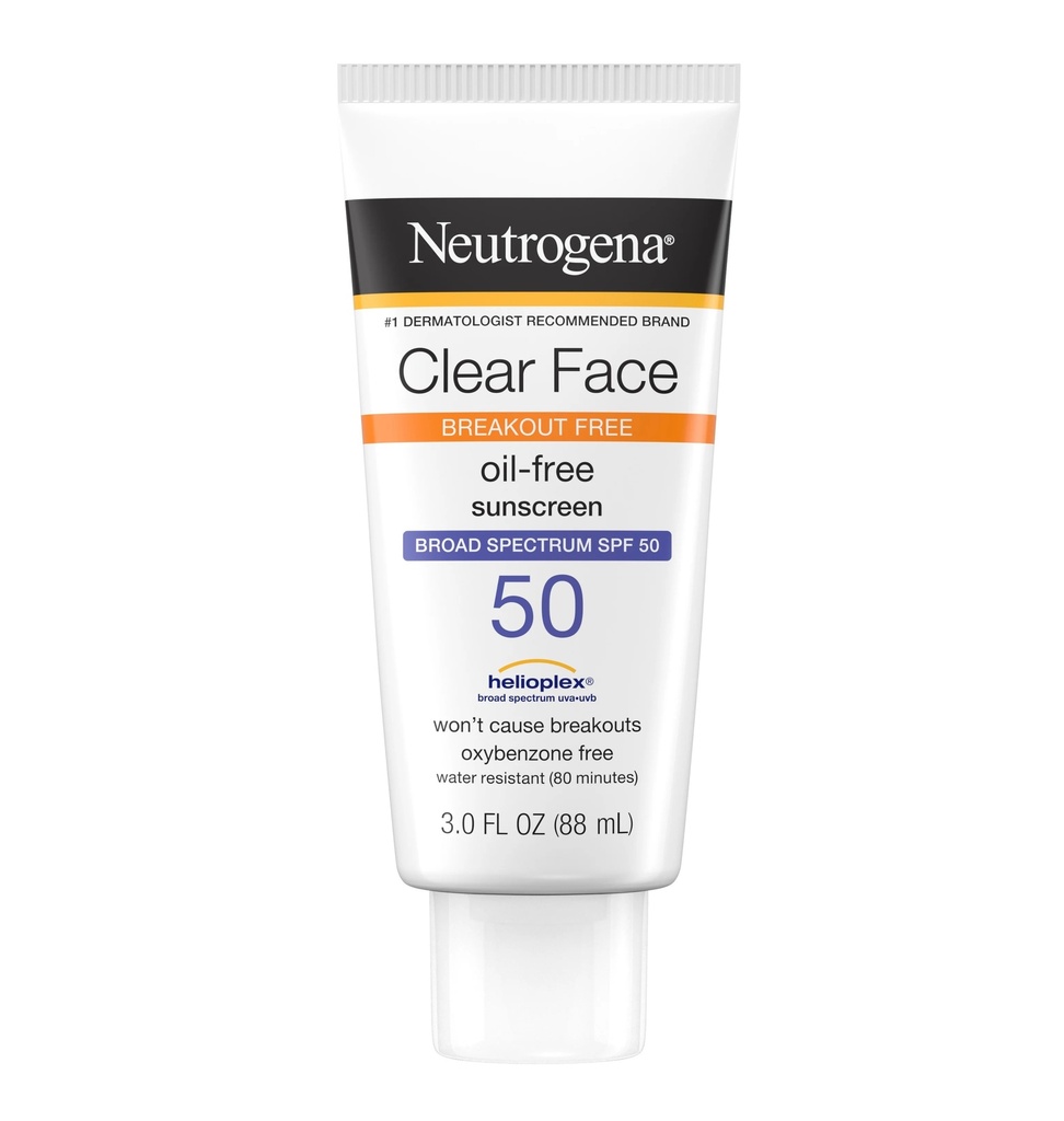 NEUTROGENA - CLEAR FACE BEEAKOUT FREE OIL FREE SUNSCREEN LOTION SPF50 88ML