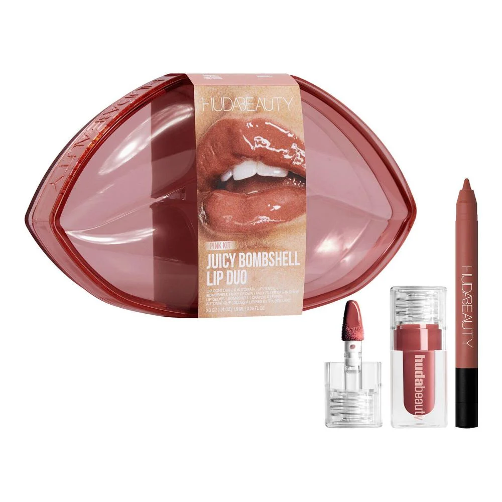 HUDA BEAUTY - JUICY BOMBSHELL LIP DUO PINK KIT