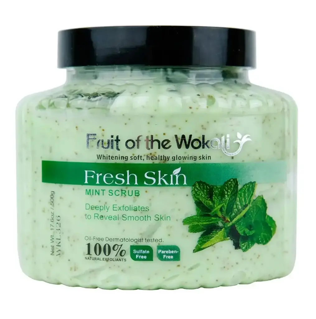 FRUIT OF THE WOKALI - FRESH SKIN MINT SCRUB DEEPLY EXFOLIATES 500G