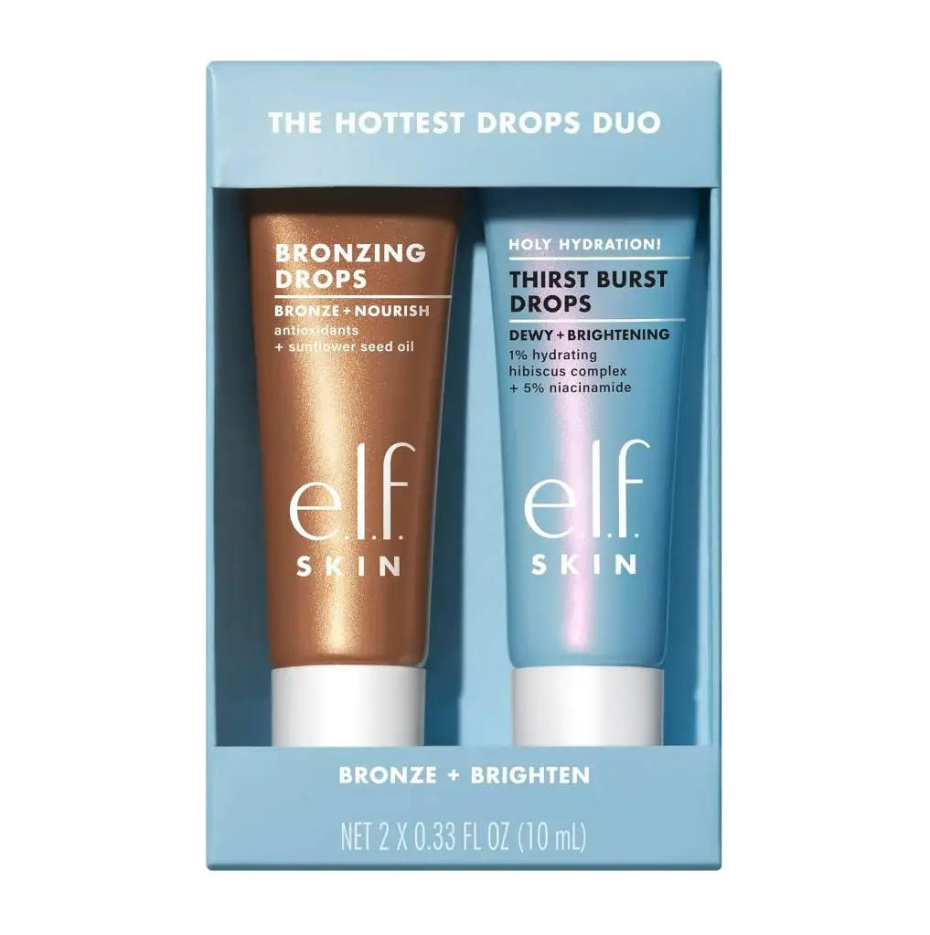 E.L.F - THE HOTTEST DROPS MINI DUO - BRONZING DROPS 10 ML & HOLY HYDRATION! THIRST BURST DROPS 10ML