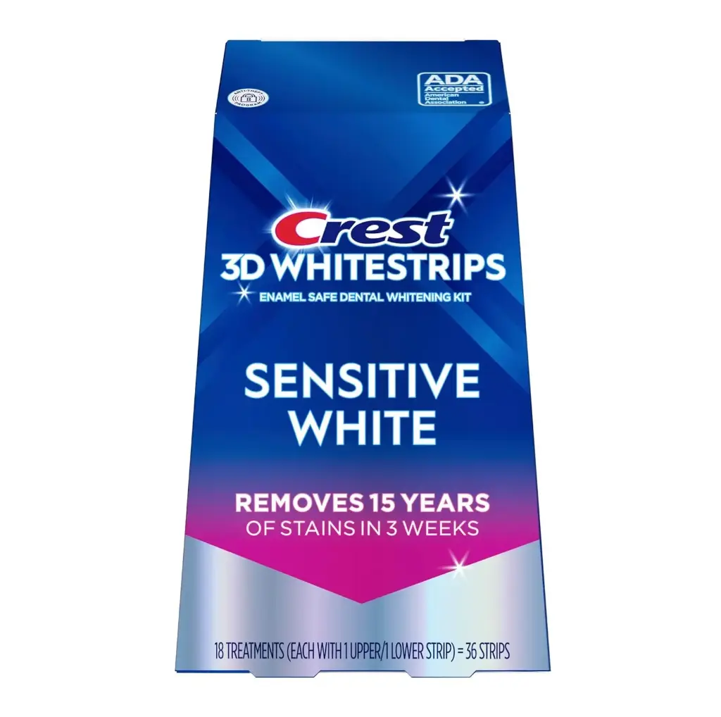 CREST - 3D SENSITIVE WHITE REMOVES 15 YEARS OF STAINS IN 3 WEEKS 36 STRIPS