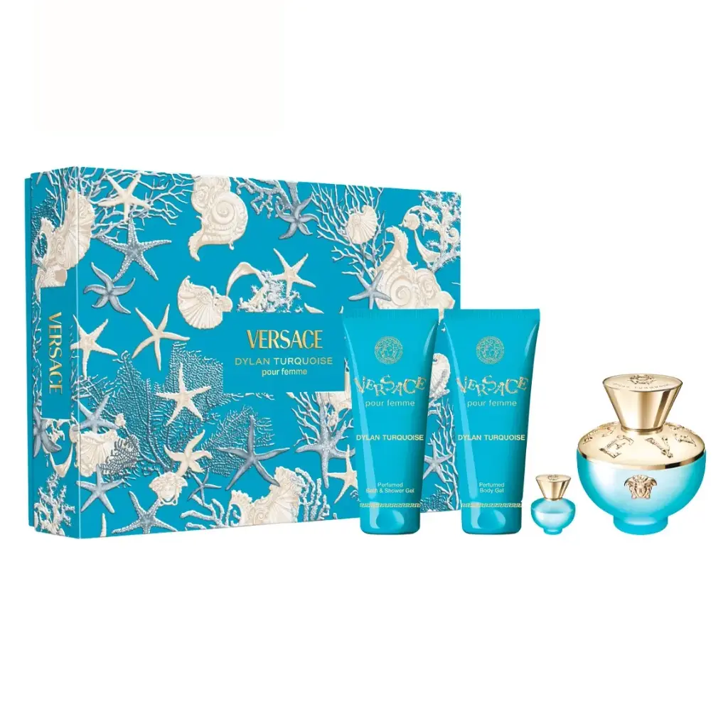 VERSACE - GIFT SET DYLAN TURQUOISE EDT 100ML + 5ML + SHOWER GEL 100ML + BODY GEL 100ML