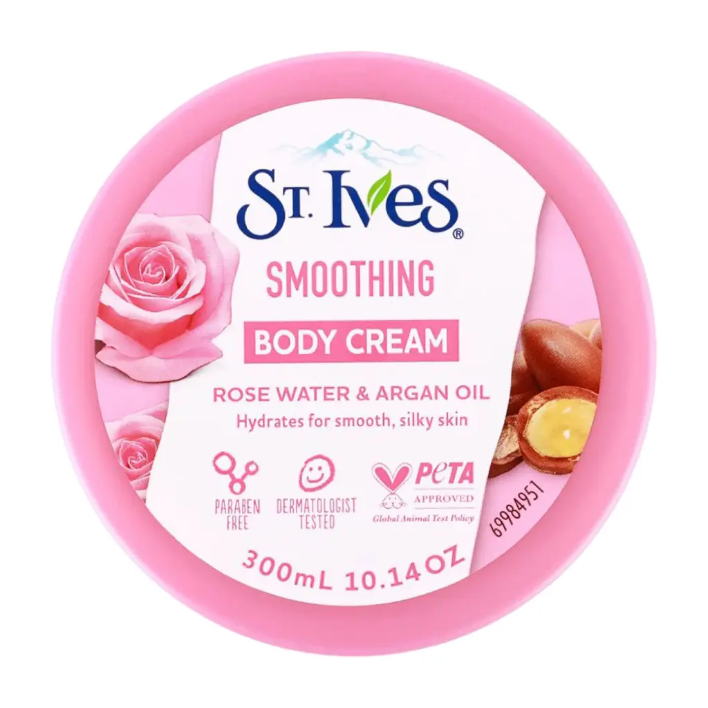 ST IVES - SOOTHING BODY CREAM WITH ROSE WATER & ARGAN OIL 300ML