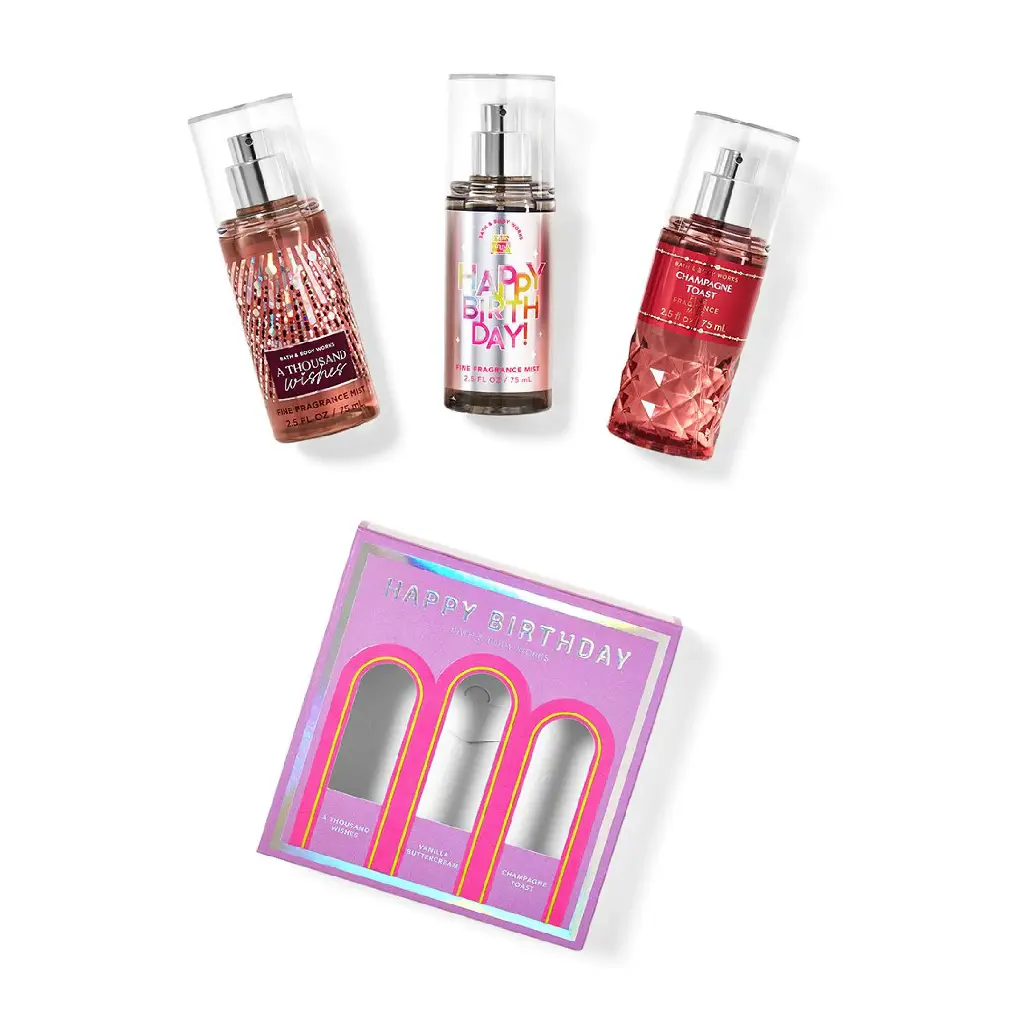 BATH & BODY WORKS - MINI SET HAPPY BIRTHDAY FINE FRAGRANCE MIST 3PCS