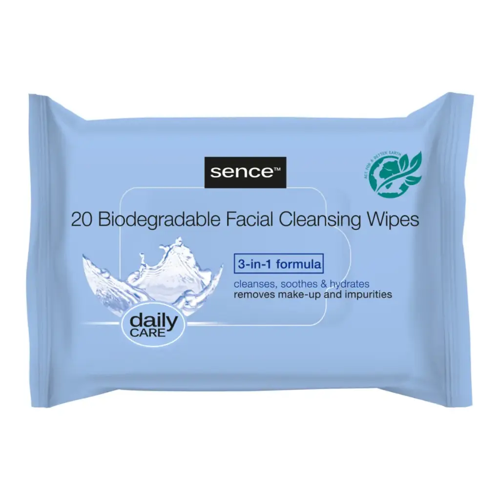 SENCE - 20 BIODEGRADABLE FACIAL CLEANSING WIPES 