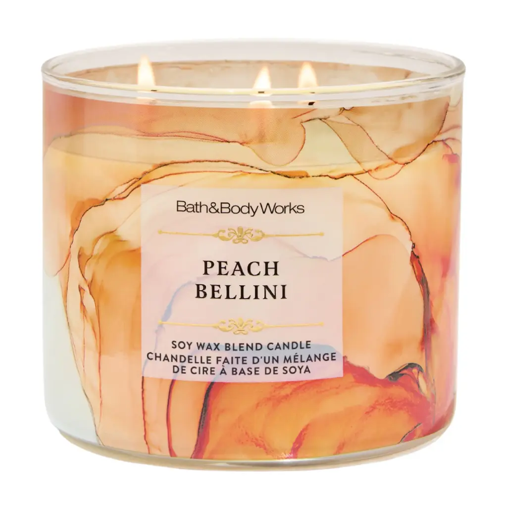 BATH & BODY WORKS - PEACH BELLINI CANDLE 411G 