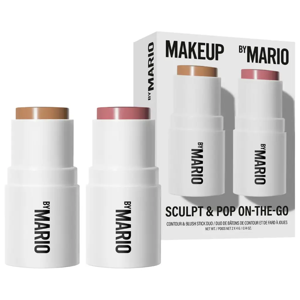 MAKEUP BY MARIO - SCULPT & POP ON THE GO CONTOUR & BLUSH STICK DUO LIGHT MEDIUM & DUSTY ROSE 2*4G 