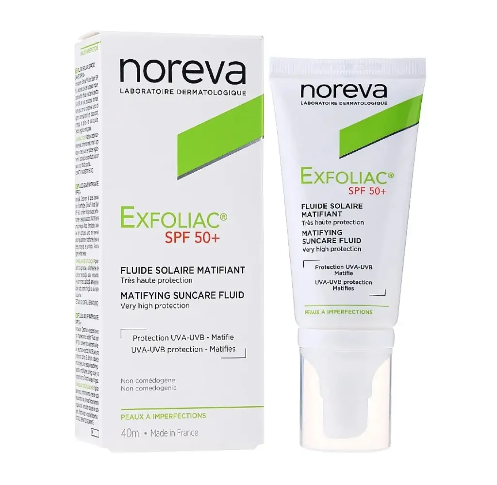 NOREVA -  EXFOLIAC MATIFYING SUNCARE FLUID SPF50 40ML