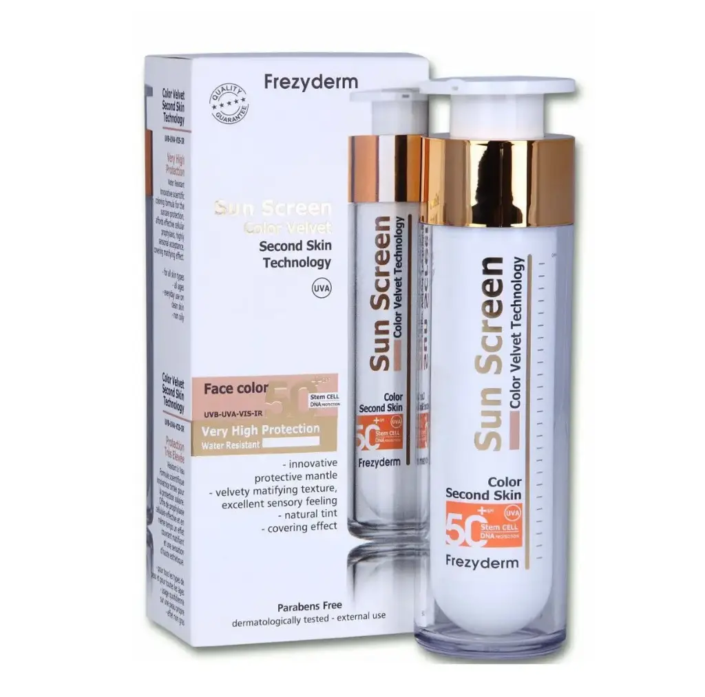 فريزيديرم - كريم واقي من الشمس للوجه بلون مخملي بعامل حماية من الشمس درجة 50+ تقنية البشرة الثانية 50 مل