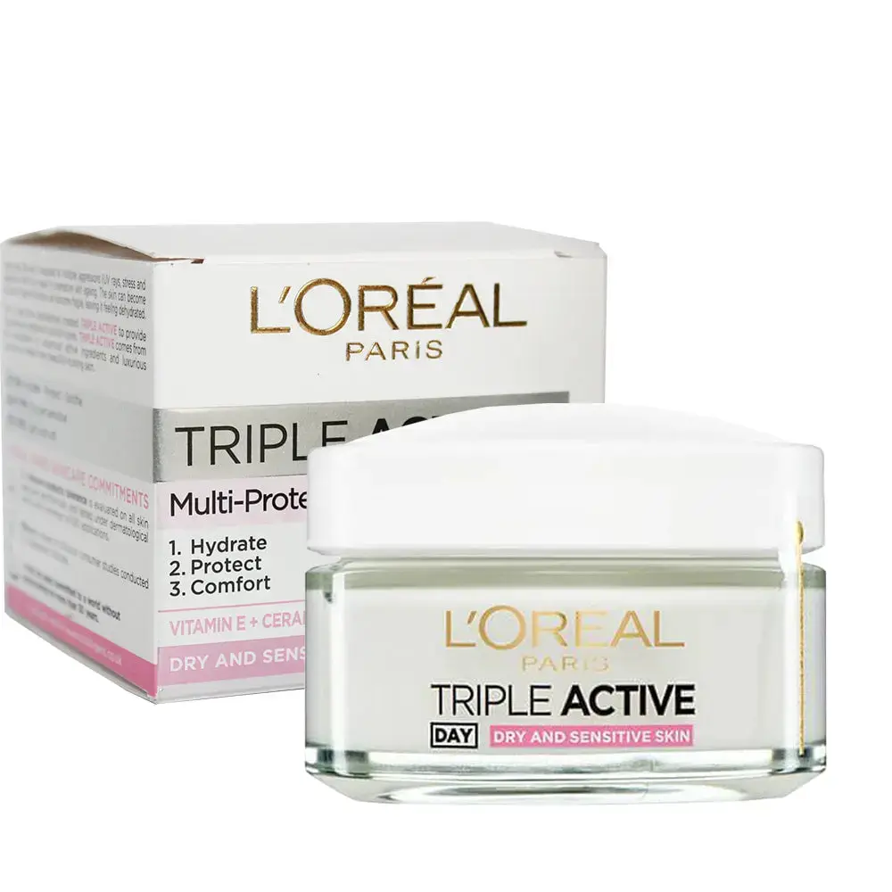LOREAL - DERMO TRIPLE ACTIVE DAY MOISTURIZER CREAM DRY SKIN 50ML
