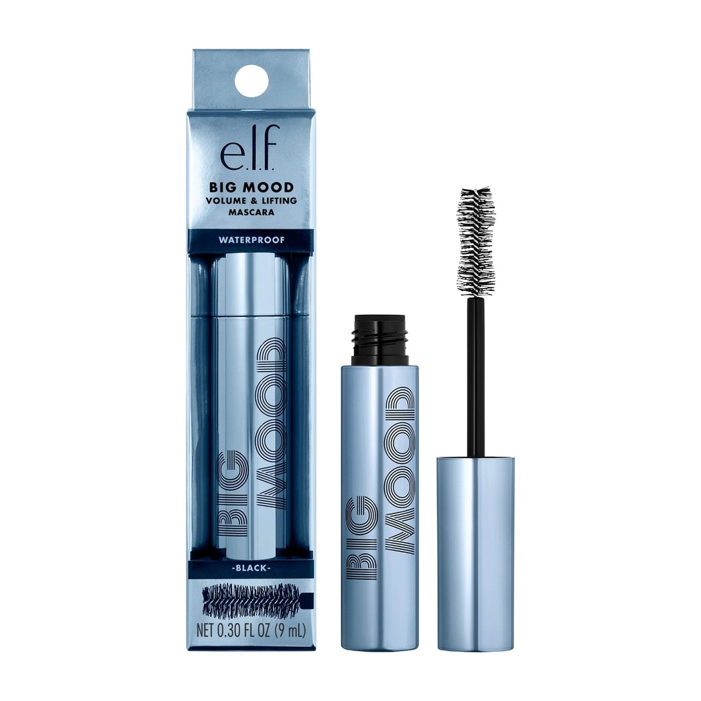 E.L.F - BIG MOOD VOLUME & LIFTING WATERPROOF MASCARA, BLACK 9ML