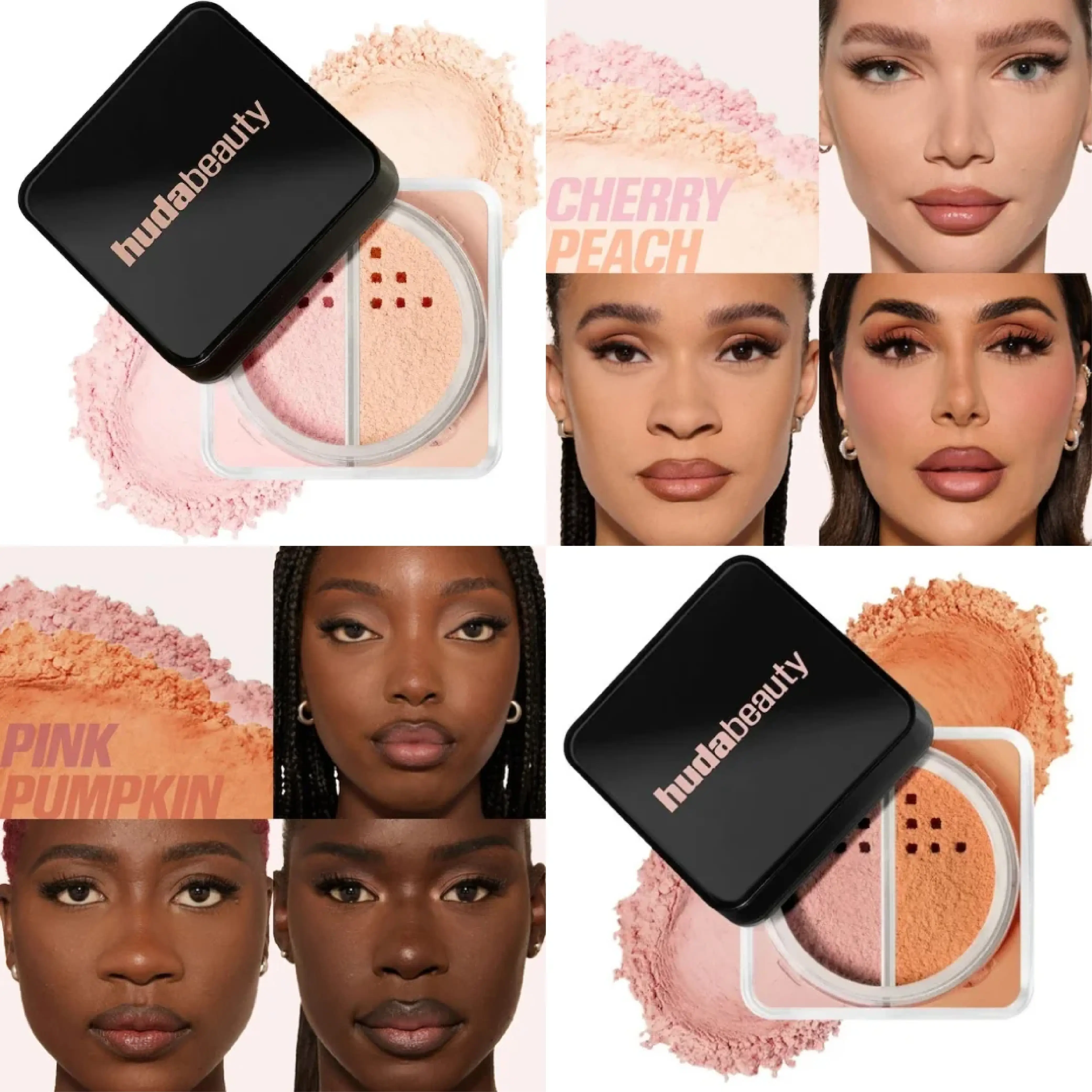 HUDA BEAUTY CHERRY PEACH パウダー HUDA BEAUTY - EASY BAKE DUO LOOSE POWDER 13G | He & She