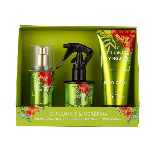 THE 1001 SENSES - COCONUT & VERBENA FRAGRANCE MIST 75ML + PERFUMES HAIR MIST 100ML + BODY CREAM 100ML