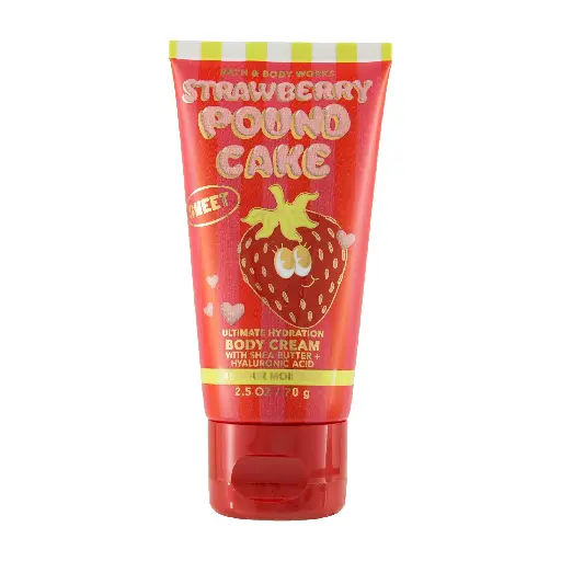 BATH & BODY WORKS - STRAWBERRY POUND CAKE BODY CREAM 24 HOUR MOISTURE 70G